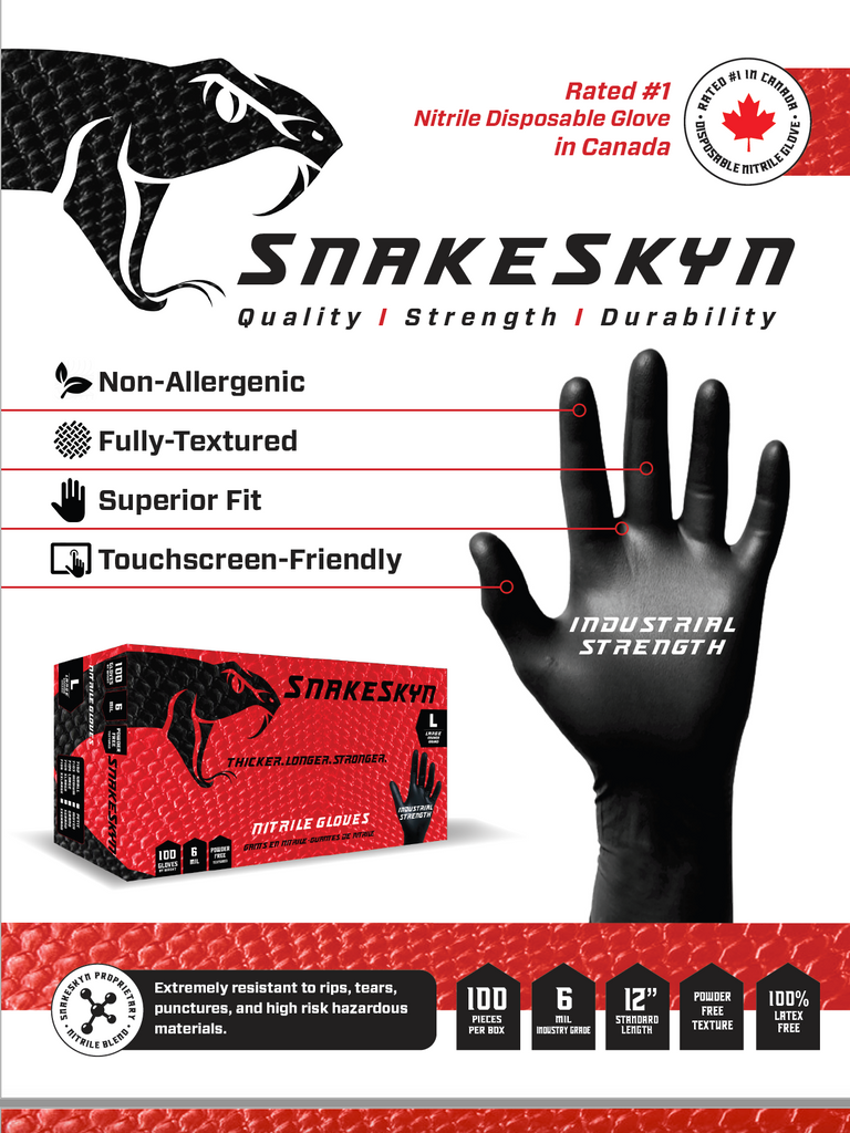 black snake handschuhe SnakeSkyn Textured Black Nitrile Industrial Gloves pro series 6 mil – Snakeskyn